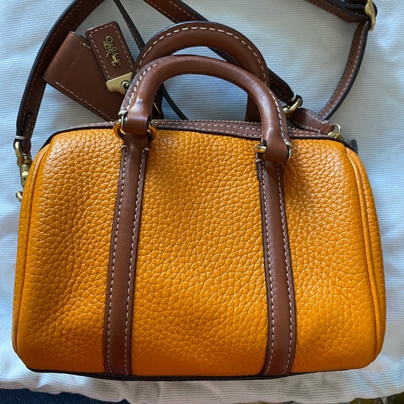Coach Ruby Satchel 18 Color block Orange and Brown Leather Handbag - Picture 3 of 8